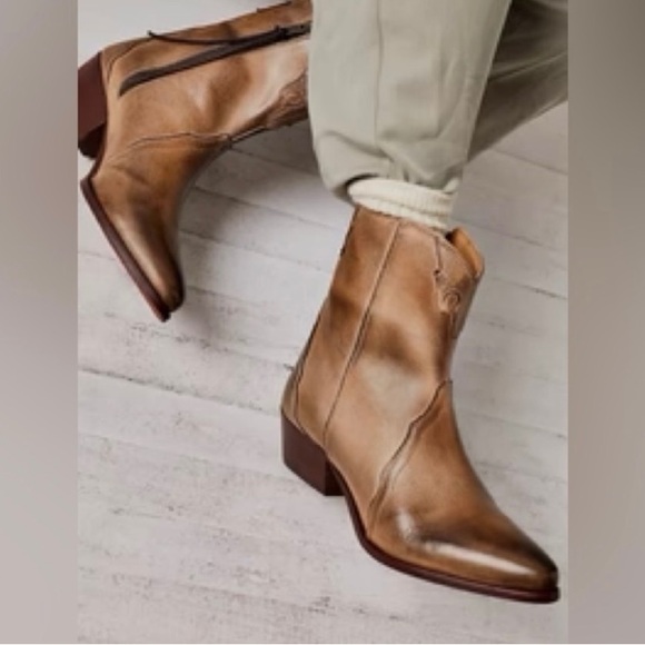 Free People Frontier Western Leather Ankle Bootie - Picture 1 of 13